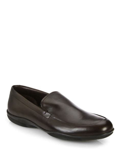 prada men's brown loafers|Prada slip on sneakers men.